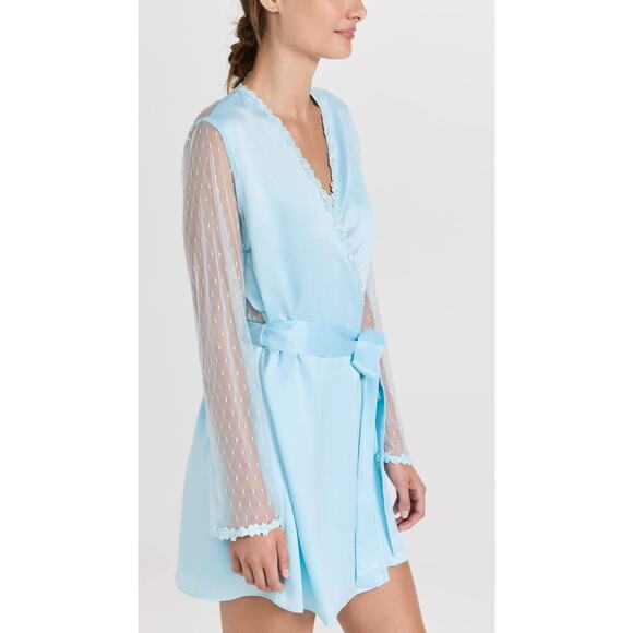 Flora Nikrooz Showstopper Charmeuse Robe Blue Size M - Picture 4 of 6